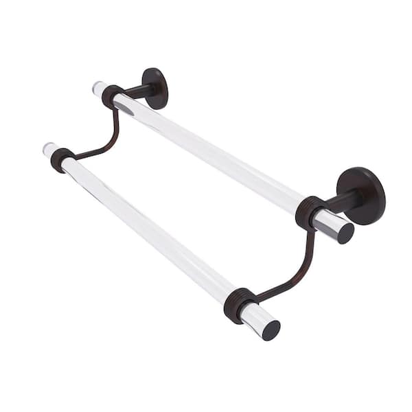 Allied Brass Clearview Collection 18 in. Wall Mounted Double Towel Bar with Groovy Accents in Venetian Bronze