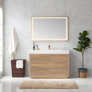 Palencia 48 in. W x 20 in. D x 33.9 in. H Bath Vanity in North American Oak with White Composite Integral Sink and Top