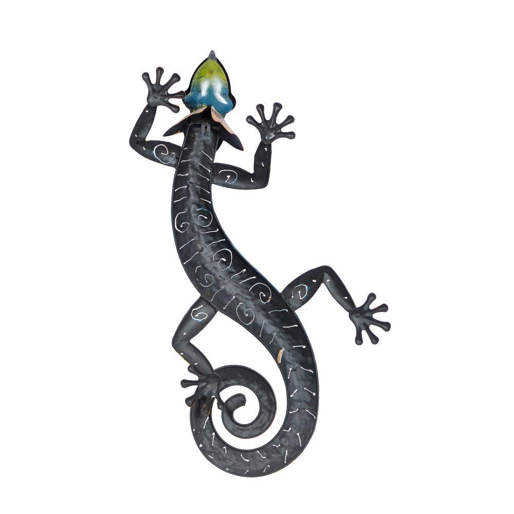 Multi-Colored Metal Lizard Wall Sculpture for Indoor/Outdoor Decor
