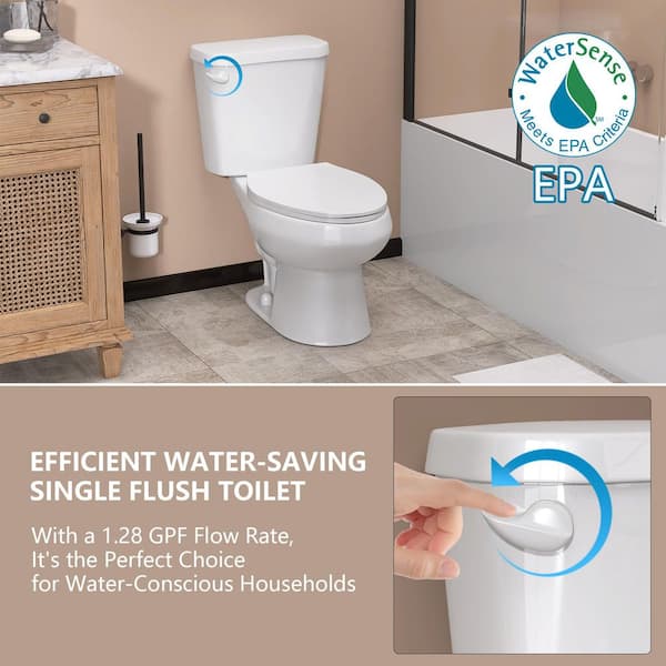 Zeafive 2-Piece Toilets Single Flush Elongated Two Piece Bathroom