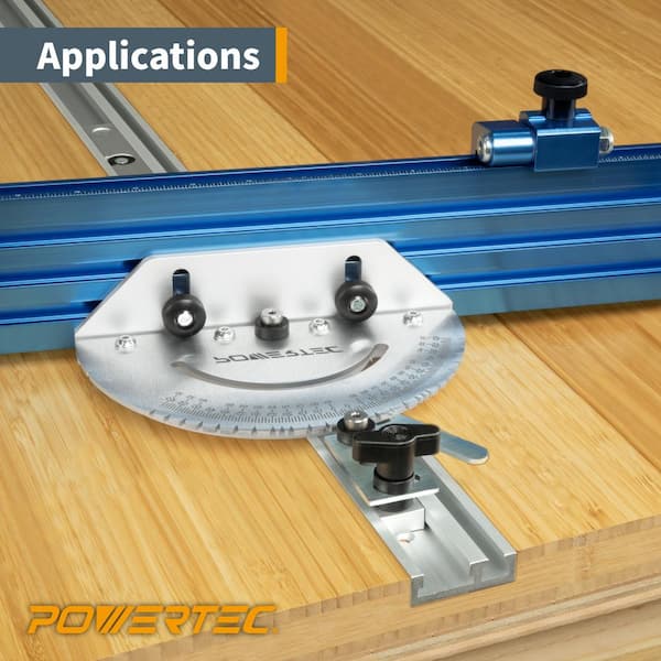 POWERTEC 71359 Aluminum Combo T-Track Miter Track for Woodworking | 32 inch Dual Track Rail