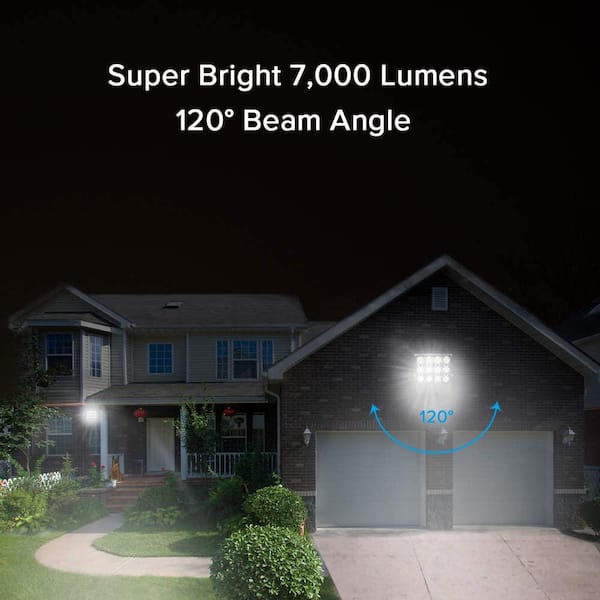 SANSI 70-Watt 7,000 Lumens Black Outdoor Integrated LED IP66 5700K Daylight Panel Flood Light with Plug 01-06-001-017012 - The Home Depot