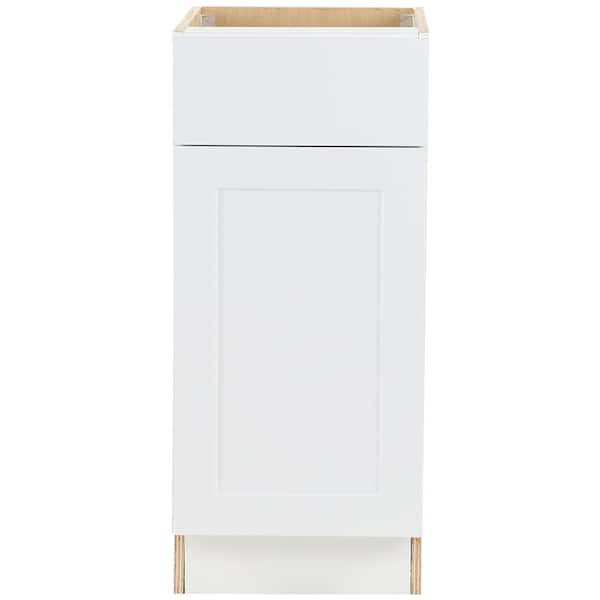 Hampton Bay Cambridge White Shaker Assembled Base Kitchen Cabinet w/ 1 Soft Close Drawer & 1 Soft Close Door (15 in. W x 24.5 in. D)