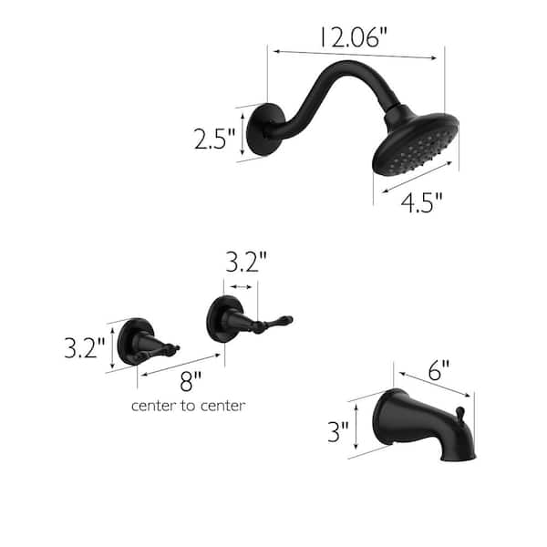 Oakmont 2-Handle 1-Spray Tub and Shower Faucet in Matte Black (Valve Included) Oakmont 2-Handle 1-Spray Tub and Shower Faucet in Matte Black (Valve Included)