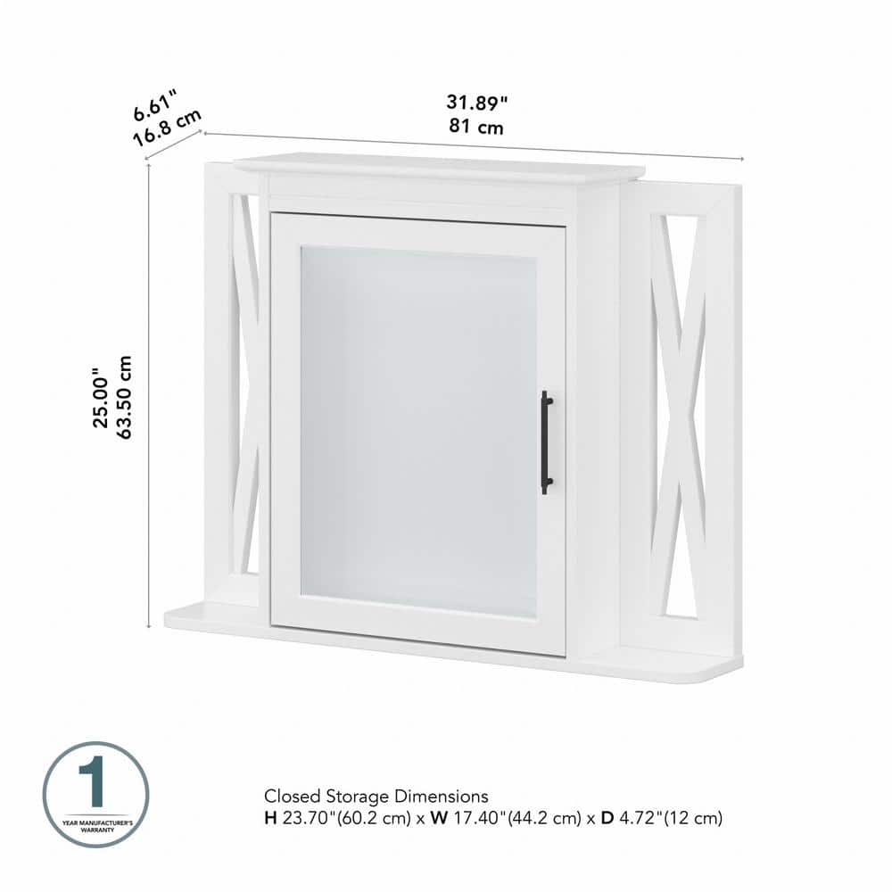White Ash Farmhouse Wall-Mount Medicine Cabinet with Mirror