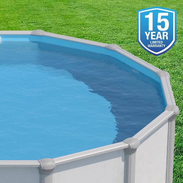 Pureline 27' Round Aqua Matrix Overlap Above Ground Pool Liner, 48" - 52" Wall, Standard Gauge