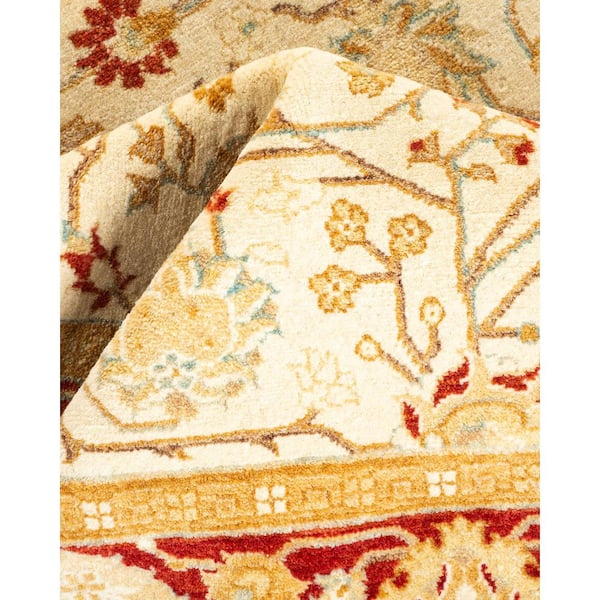 Mogul Ivory 4 ft. x 6 ft. Oriental Wool Indoor Area Rug