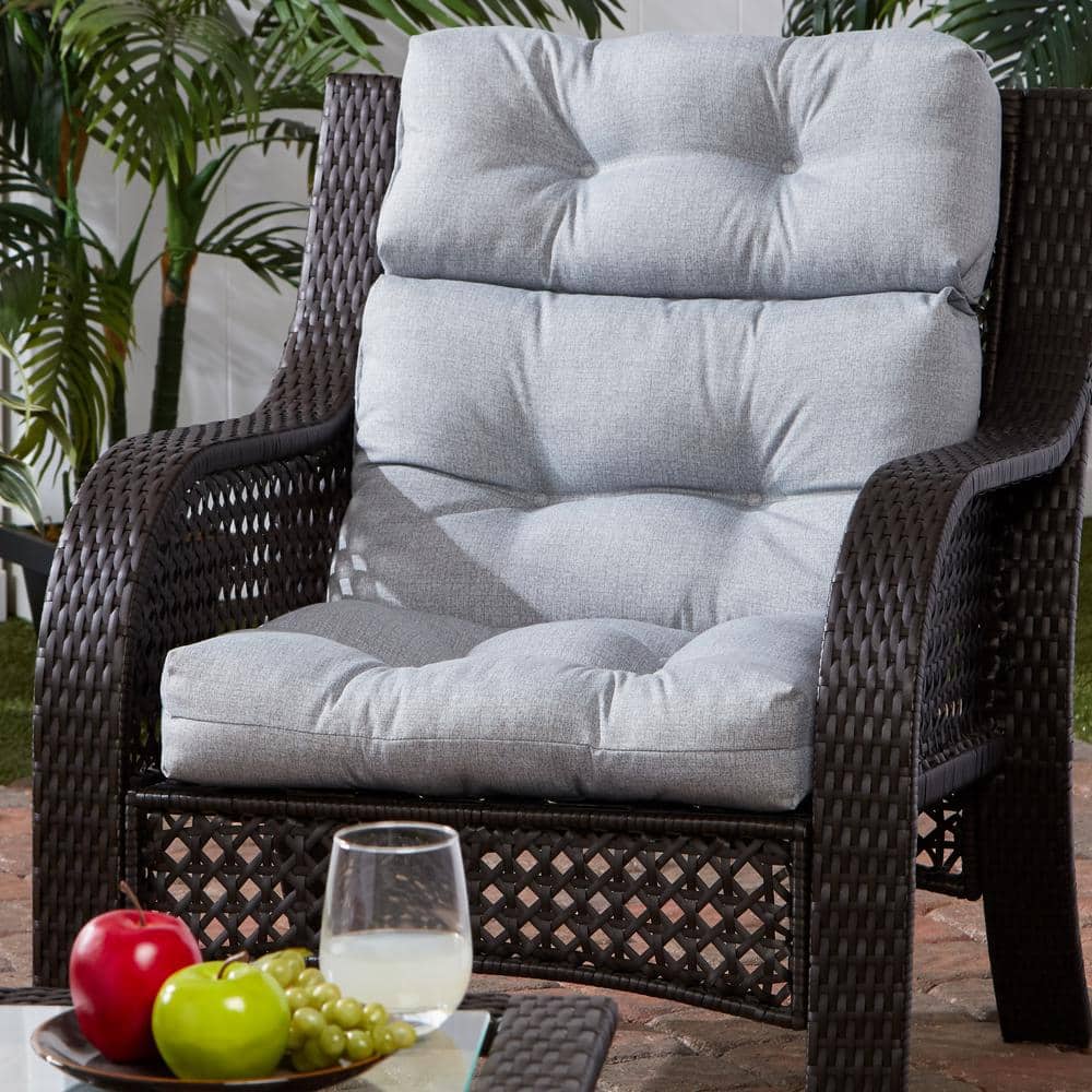 Heather Gray Polyester High Back Outdoor Chair Cushion
