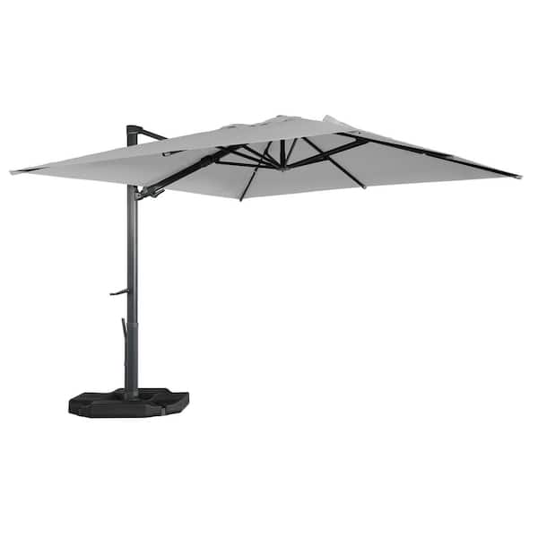 Mondawe High-Quality 10 ft. x 13 ft. Aluminum Rectangular Cantilever Outdoor Patio Umbrella 360° Rotation in Gray with Base