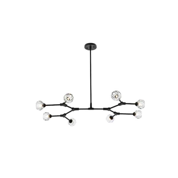 Unbranded Timeless Home 45 in. 8-Light Black And Clear Pendant Light