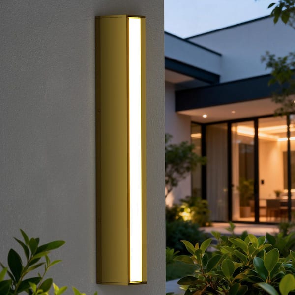 23.2 in. Gold Outdoor LED Wall Sconce Light Fixture 3CCT 3000K-5000K