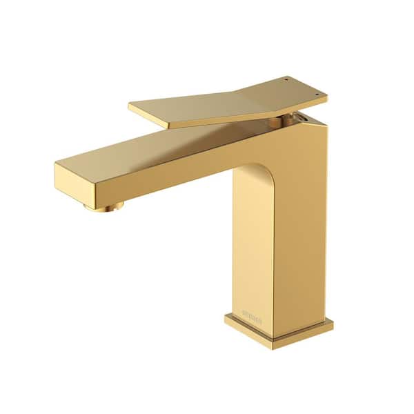 Avian Single Handle Single Hole Bathroom Faucet with Metal Touch Down Drain Included in Brushed Bronze
