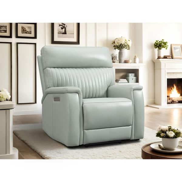 Ellesophas 38 in. Genuine Leather Triple Power Recliner in
