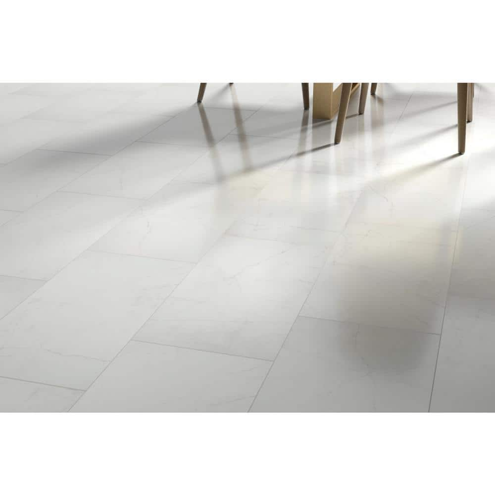 Buy Sterlina White 11.81 in. x 23.62 in. Polished Marble Look Porcelain ...