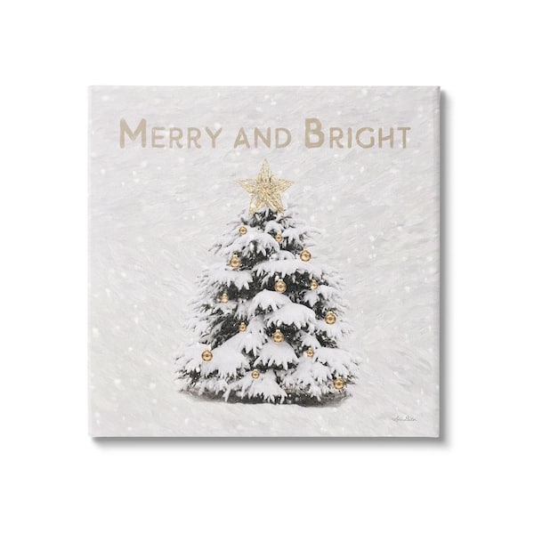 Stupell Industries Merry and Bright Scene byLori Deiter 1-Piece Unframed Graphic Print Typography Poster Art Print 17 in. x 17 in.