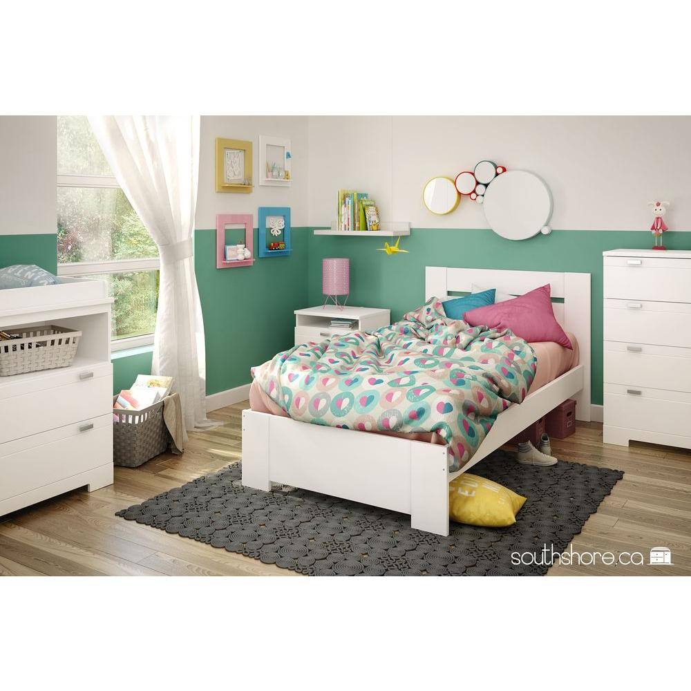 White 2-Drawer Nightstand with Cord Catcher
