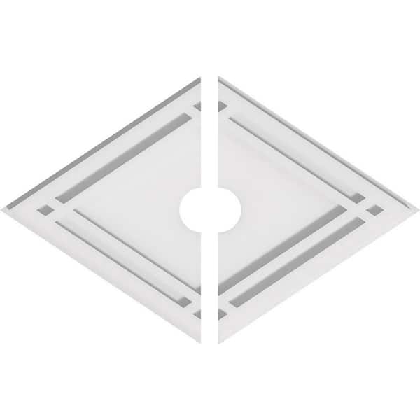 Ekena Millwork 18 in. x 12 in. x 1 in. Diamond Architectural Grade PVC Contemporary Ceiling Medallion (2-Piece)