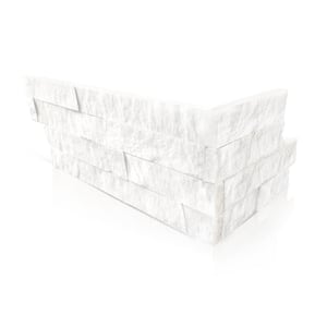 Artic White 6 x 16 x 8 in. Natural Stacked Stone Veneer Corner Siding Exterior/Interior Wall Tile (2-Box/12.84 sq ft)