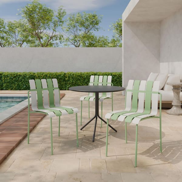 HumblePleb Haze Green, White Striped Pp Patio Outdoor Dining