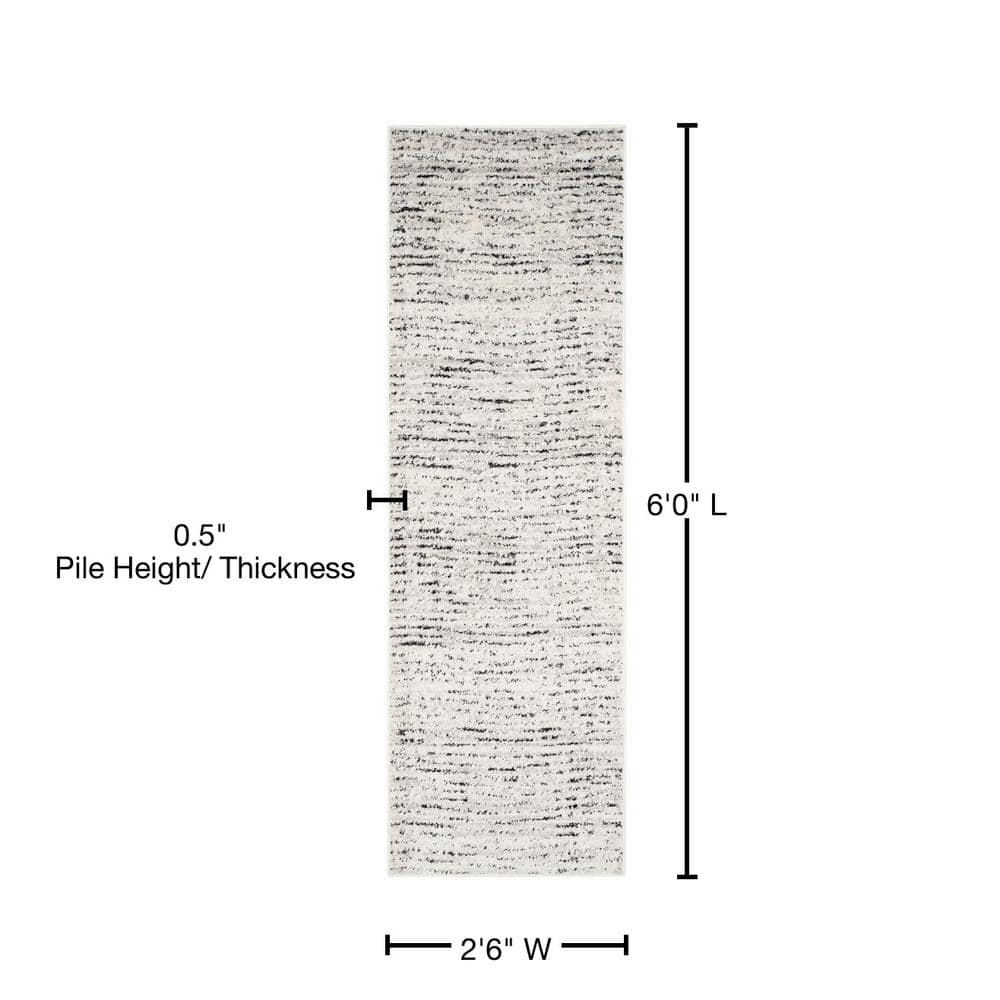 Ivory and Silver Synthetic Rectangle Area Rug, 10' x 14'