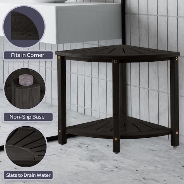 Lavish Home Freestanding Corner Shower Bench-Water