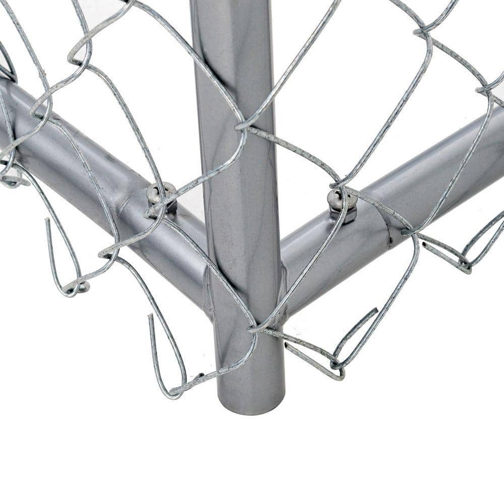 Large Silver Galvanized Steel Chain Link Dog Kennel