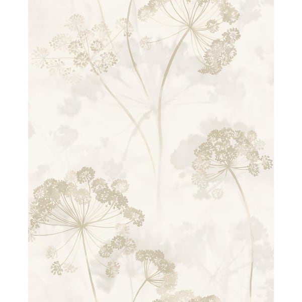 30.75 sq. ft. Frosted Linen The Aurelia Floral Vinyl Peel and Stick Wallpaper Roll