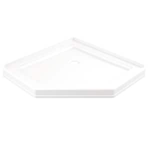 Foundations 38 in. L x 38 in. W Corner Shower Pan Base with Corner Drain in White