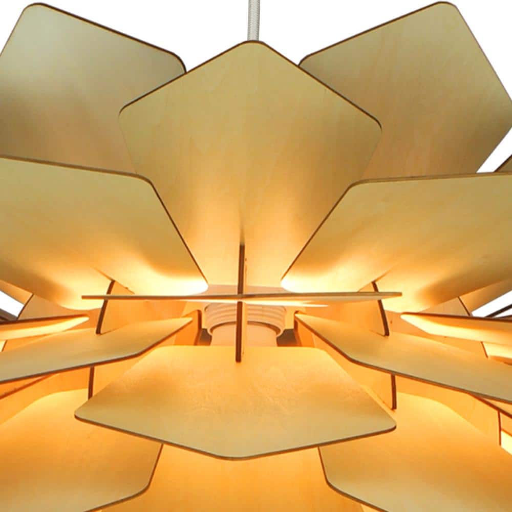 Exquisite Artichoke-Inspired White and Wood 20" Ceiling Fixture