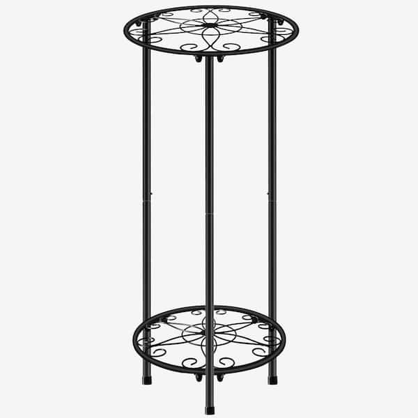 Black Metal Plant Stand Indoor, 2-Tier Plant Shelf Flower Stand