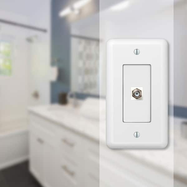 Declan 1 Gang Coax Steel Wall Plate - White