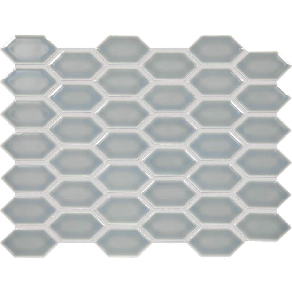 Daltile Premier Accents Jade Gray 13 in. x 10 in. Glass Hexagon