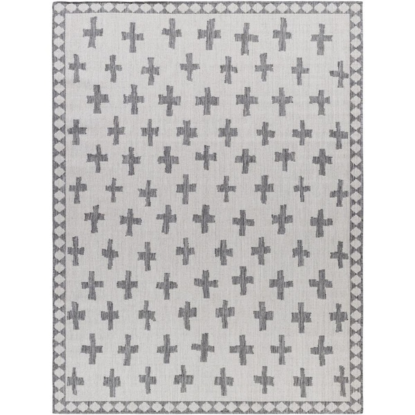 Livabliss Long Beach Cool Gray Moroccan 7 ft. x 9 ft. Indoor/Outdoor Area Rug