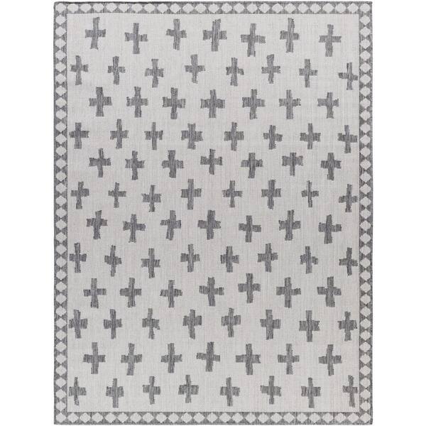 Livabliss Long Beach Cool Gray Moroccan 8 ft. x 10 ft. Indoor/Outdoor Area Rug