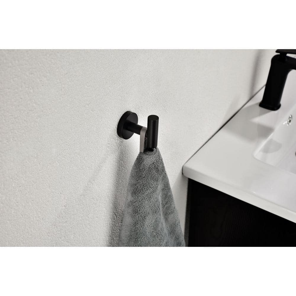 Matte Black Stainless Steel Wall-Mounted Towel Hooks, 6-Pack