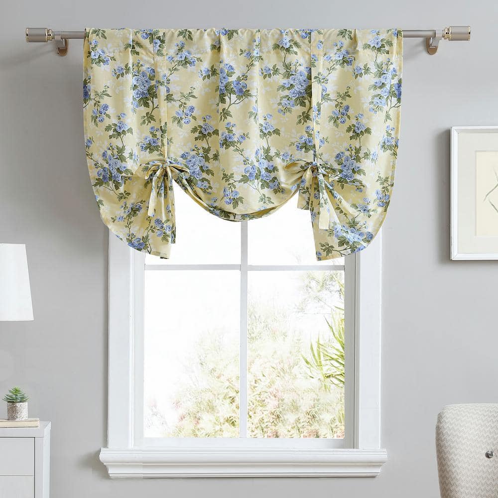 【早い者勝ち】2点セット LAURA ASHLEY ビーズ付きオーダーカーテン Laura Ashley Cassidy 50 in. L x 25 in. W Floral Cotton Tie Up