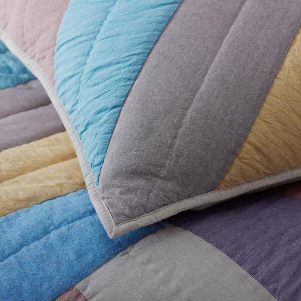 The Company Store Chambray Chevron Quilted Multi Cotton Euro Sham 