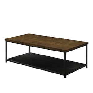Vartino 47.25 in. Rustic Oak and Black Rectangle Wood Top Coffee Table