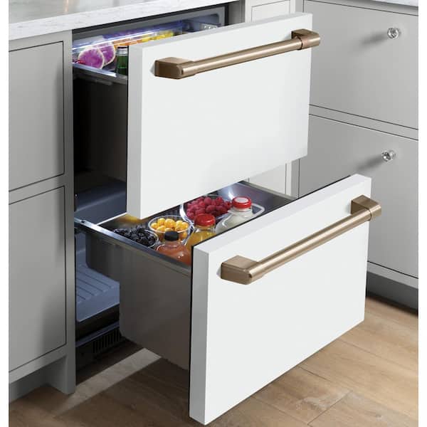 Cafe 5.7 cu. ft. Built-in Undercounter Dual Drawer Refrigerator in Matte  White, Fingerprint Resistant CDE06RP4NW2 - The Home Depot