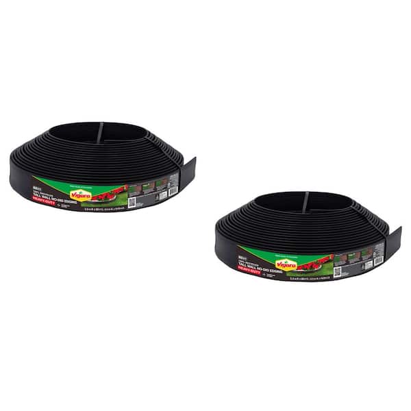 60 ft. x 2.5 in. Black Plastic Landscape No Dig Edging Tall Wall (2-Pack)