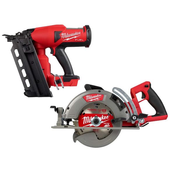 Milwaukee M18 FUEL 18-Volt Lithium-Ion Brushless Cordless Duplex Nailer (Tool Only) w/M18 FUEL 7-1/4 in. Rear Handle Circular Saw