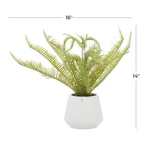14 in. H Fern Artificial Plant with Realistic Leaves and White Ceramic Pot