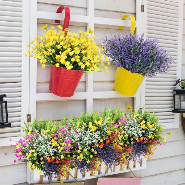 13.8 in. Multi-Colored 42 Bundles Artificial Mixed Flower, Fake UV