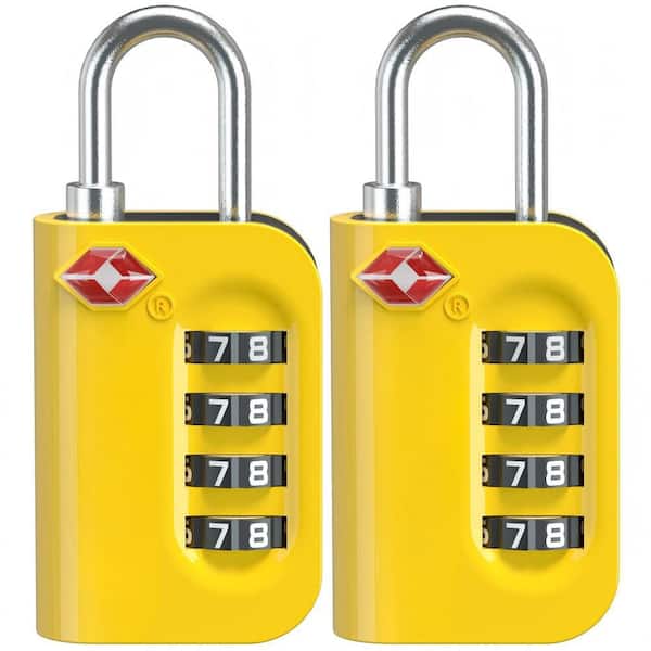 2 Pack Yellow TSA Approved 4-Digit Luggage Lock, Heavy Duty Zinc Alloy, Easy-Read Combination Window