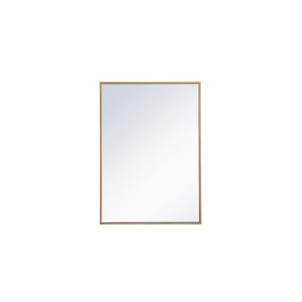 Unbranded Timeless Home 20 in. W x 28 in. H Rectangular Medicine Cabinet Wall Mirror in Brass Frame