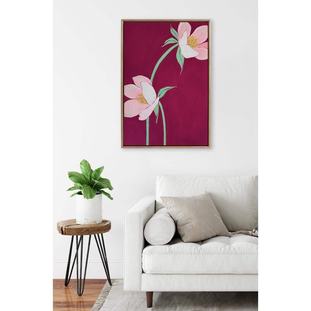 Blushing Sisters Gold Framed Botanical Canvas Print, 23x33