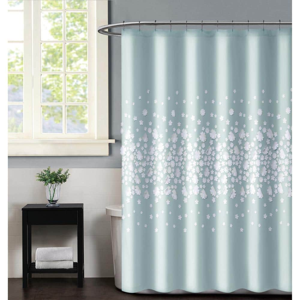 Christian Siriano Confetti Flowers 72 In X 72 In Mint Shower Curtain Sc2994mi 6200 The Home Depot