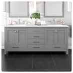 Eviva Aberdeen 78 in. Double Sink Gray Bath Vanity with White