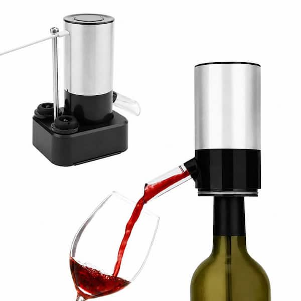 Electric Wine Aerator Dispenser and Wine Saver Pump Automatic Pourer with USB-C Cable Storage Base 2pcs Stoppers