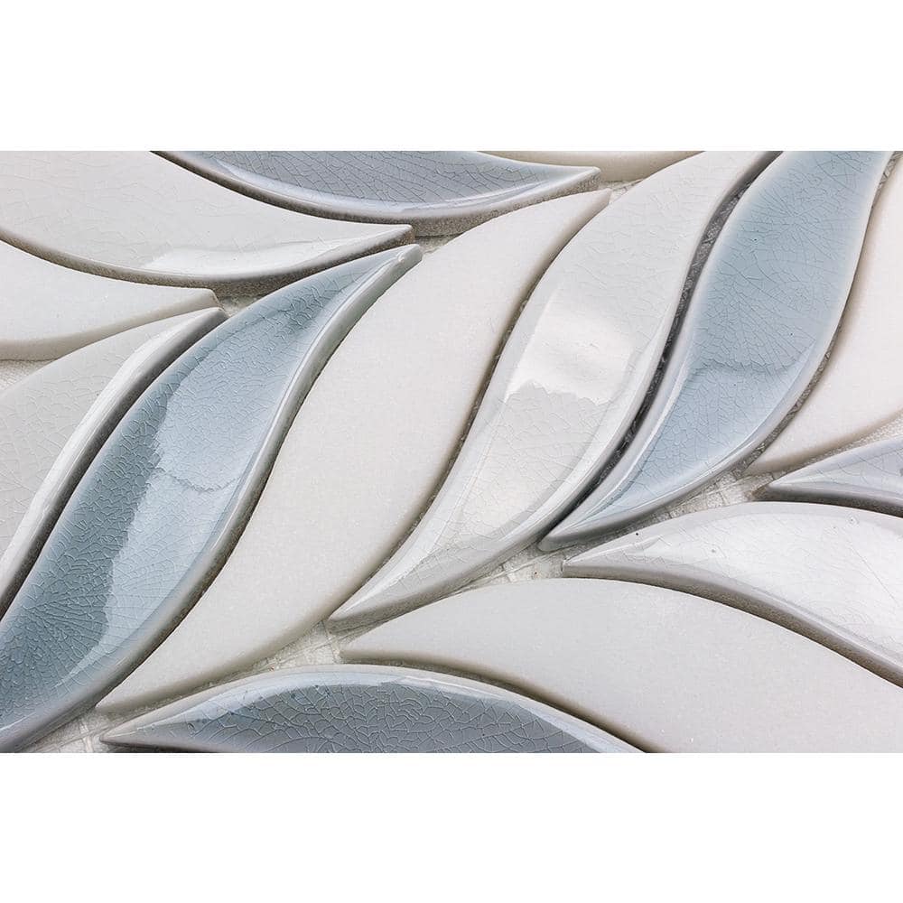Arctic Blue and White Ceramic Fish Scale Mosaic Wall Tile